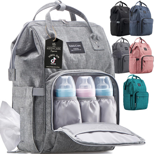 Stylish and Spacious Gray Diaper Bag Backpack with Changing Station - Perfect for Travel and Everyday Use