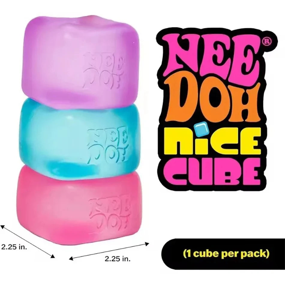 Schylling Needoh Nice Cube Sensory Squeeze Toy with Super Solid Squish Stress Relief Anxiety Sensory Tool - 2.25" Cube