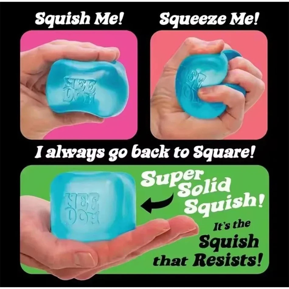 Schylling Needoh Nice Cube Sensory Squeeze Toy with Super Solid Squish Stress Relief Anxiety Sensory Tool - 2.25" Cube