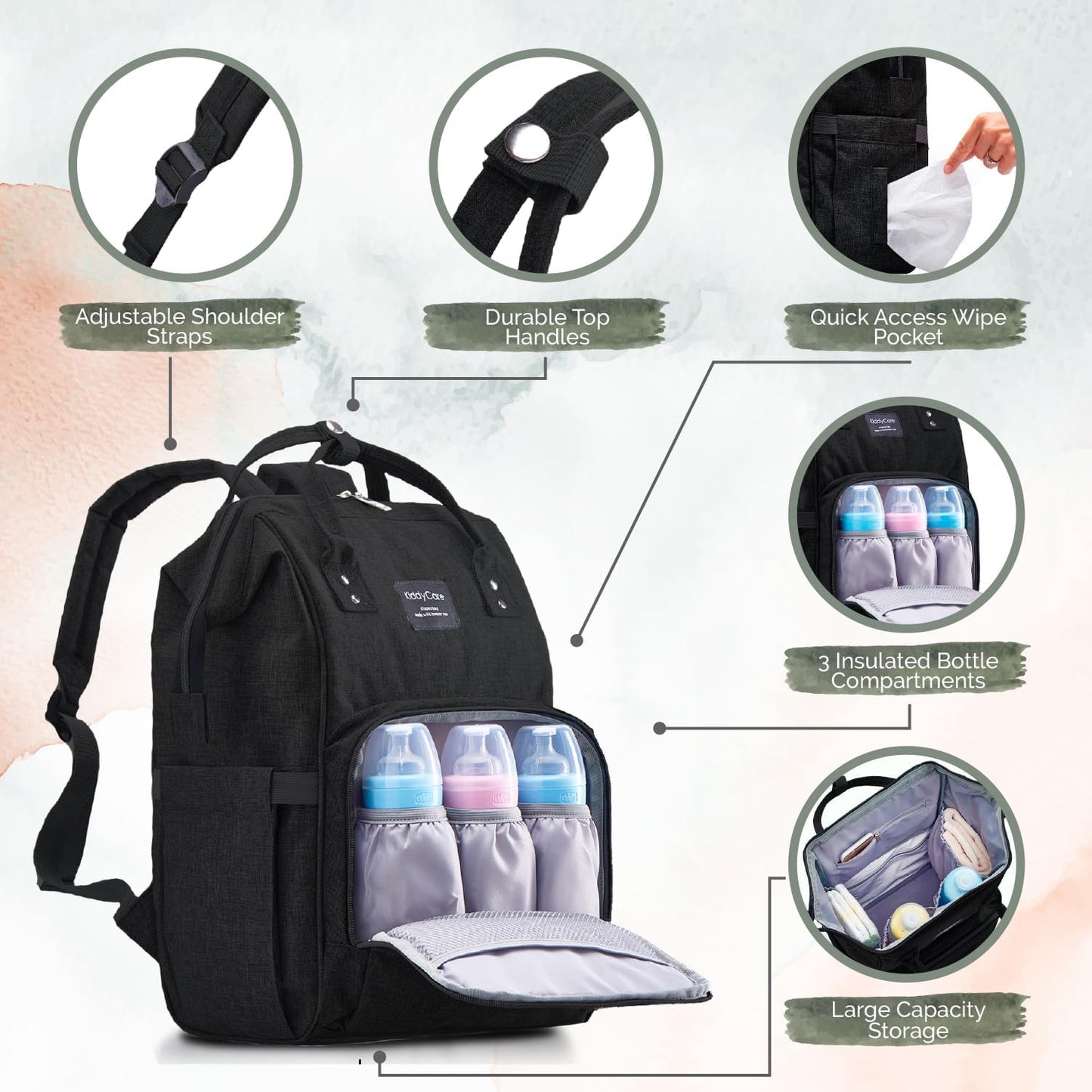 Stylish and Spacious Gray Diaper Bag Backpack with Changing Station - Perfect for Travel and Everyday Use